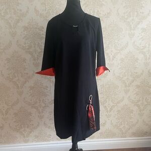 Chic Black and Red Long Sleeve Dress